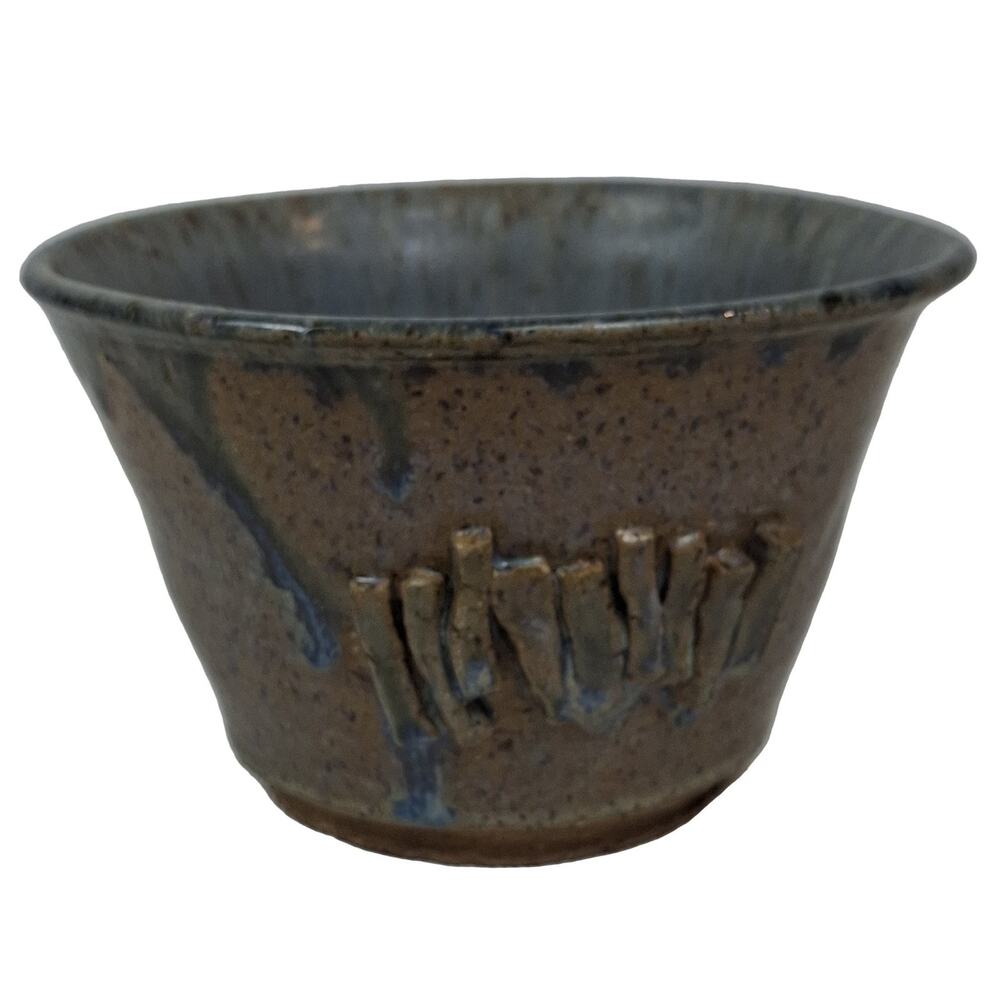 Handcrafted Handmade Ceramic Pottery Bowl Brown Blue 5.5" Rustic Speckled